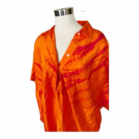 Chico's Tie-Dye Envelope Sleeve Oversized Silk Pullover Blouse M/L - Picture 4 of 4